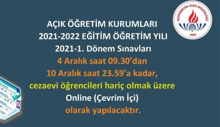 AÖL sınavları ne zaman yapılacak? MEB Açık Lise online sınavlarda kaç soru soracak?