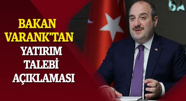 Bakan Varank'tan yatırım talebi açıklaması