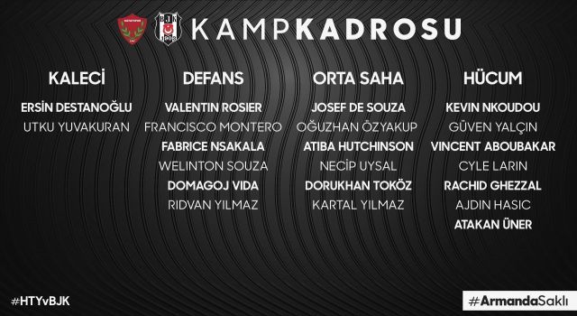 Beşiktaş'ın, Hatayspor kamp kadrosu açıklandı