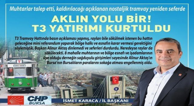 CHP Bursa'dan 'T3' açıklaması