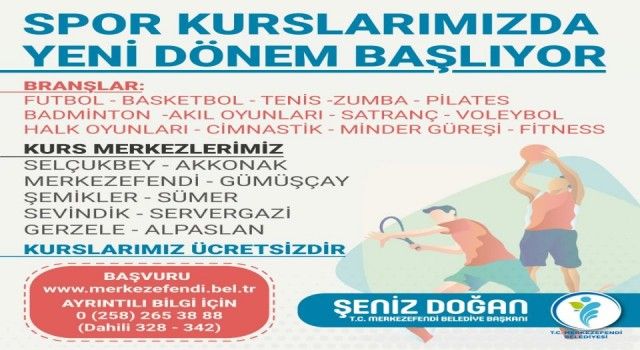 Denizli Merkezefendi'de spor kurslarında yeni dönem başlıyor