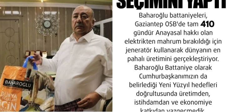 Dünyanın en pahalı üretimini yapan Baharoğlu seçimini yaptı.