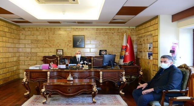 Kahramanmaraş'ta BİK Müdürü Abid Vanlı'dan KSÜ Rektörü Can'a ziyaret