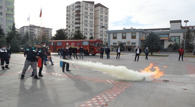 Kayseri Talas Belediyesi yangın tatbikatı yaptı