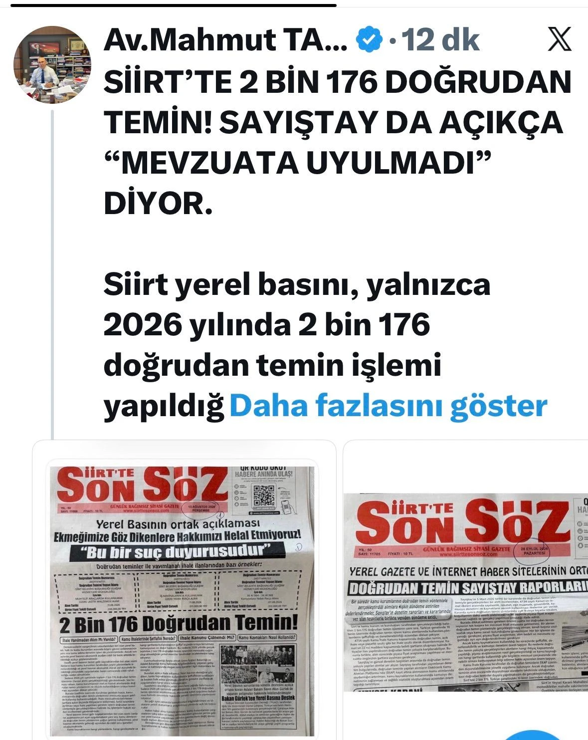 SİİRT&rsquo;TEKİ DOĞRUDAN TEMİNLER TBMM G&Uuml;NDEMİNE TAŞINIYOR