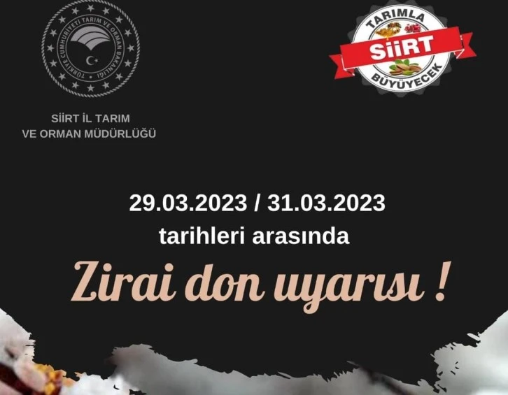 Siirt İçin ‘Zirai Don’ Uyarısı!