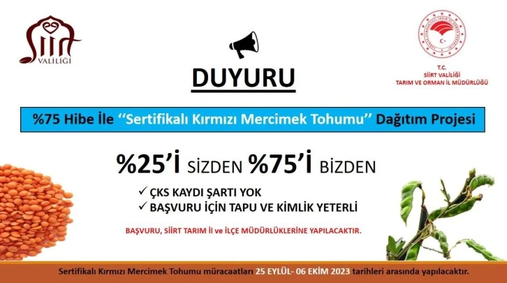 Siirt'te 8 milyon 660 Bin lira Tohum Desteği Sağlanacak