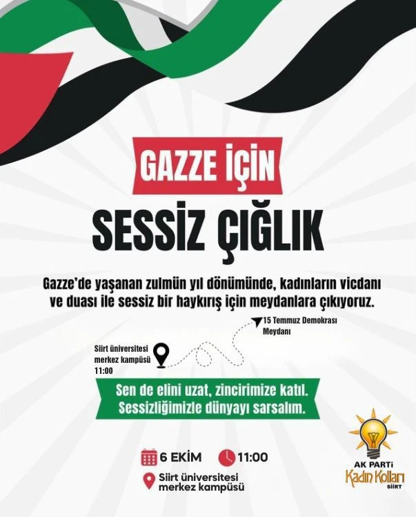 Siirt'te Kadınlar Gazze İ&ccedil;in Y&uuml;r&uuml;yecek