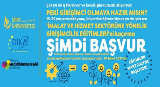 Siirt Üniversitesi uygulamalı girişimcilik eğitimlerine başladı