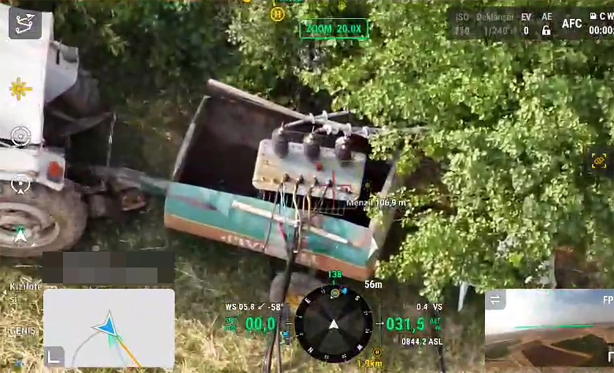 Su Tankerine Gizlenen Ka&ccedil;ak Trafo Drondan Saklanamadı