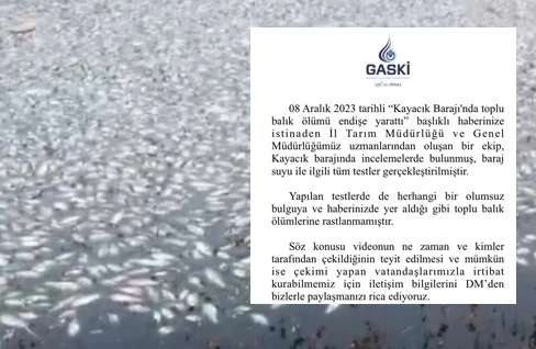 Toplu Balık ölümlerine GASKİ’den açıklama geldi
