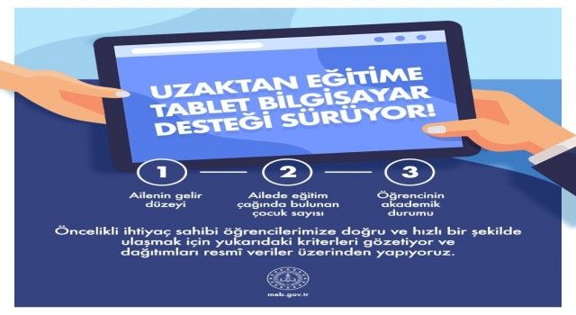 Uzaktan eğitime tablet bilgisayar desteği sürüyor