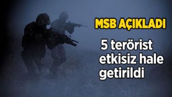 5 terörist etkisiz hale getirildi