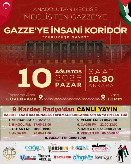 9 Radyo’dan Gazze yürüyüşüne ortak yayın desteği