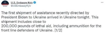 ABD Kiev Büyükelçiliği: Yardımın ilk sevkiyatı Ukrayna'ya ulaştı