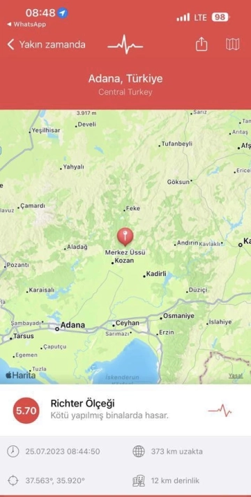 Adana’da 5.7’lik Deprem oldu…