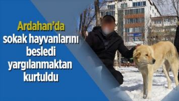 Ardahan&#039;da sokak hayvanlarını besledi, yargılanmaktan kurtuldu!