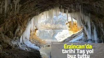 Erzincan&#039;da tarihi Taş Yol buz tuttu