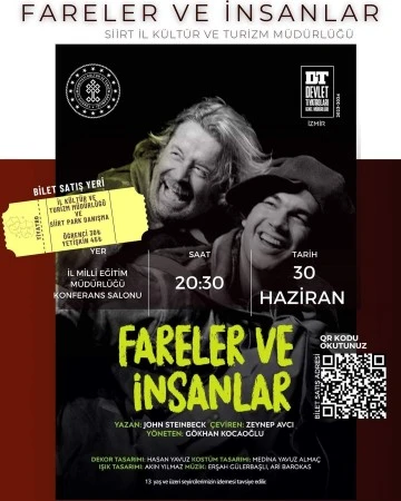 Fareler ve İnsanlar’ Siirt’te Tiyatroseverlerle Buluşuyor!