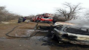 Kayseri&#039;de seyir halindeki araç yandı