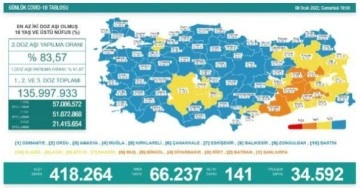 Koronavirüs salgınında günlük vaka sayısı 66 bin 237 oldu