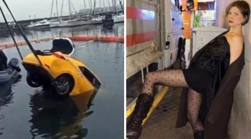 Model Ece Su Uçkan'ın içinde bulunduğu taksi, denize uçtu!