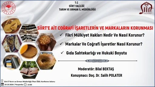 Siirt’e Ait Coğrafi İşaretlerin Ve Markaların Korunması Konulu Konferans Düzenlenecek