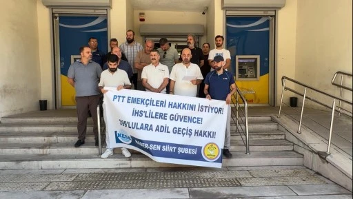 Siirt'te Haber-Sen'e bağlı PTT &ccedil;alışanları taleplerini dile getirdi