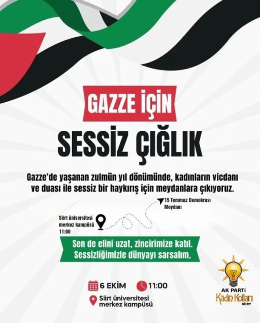 Siirt'te Kadınlar Gazze İ&ccedil;in Y&uuml;r&uuml;yecek