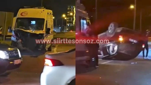 Siirt’te Kazaların Eksik Olmadığı Kavşakta Ambulans ile Otomobil Çarpıştı
