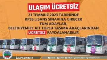 SİİRT’TE KPSS’YE GİRECEKLERE ÜCRETSİZ ULAŞIM DESTEĞİ