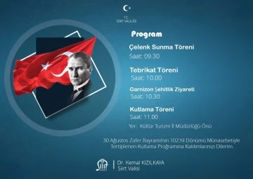 Siirt'te &quot;30 Ağustos Zafer Bayramı&quot; Coşkuyla Kutlanacak