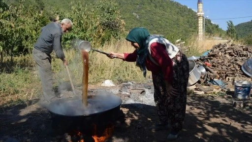 Siirt'te &uuml;z&uuml;m pekmezi yapımı s&uuml;r&uuml;yor