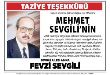 TAZİYE TEŞEKKÜRÜ