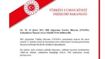 Türkiye&#039;den Afganistan&#039;daki terör saldırısına kınama