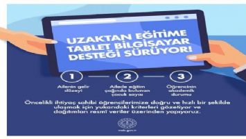 Uzaktan eğitime tablet bilgisayar desteği sürüyor