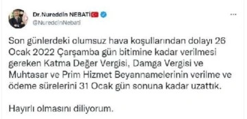 Vergi süreleri uzatıldı